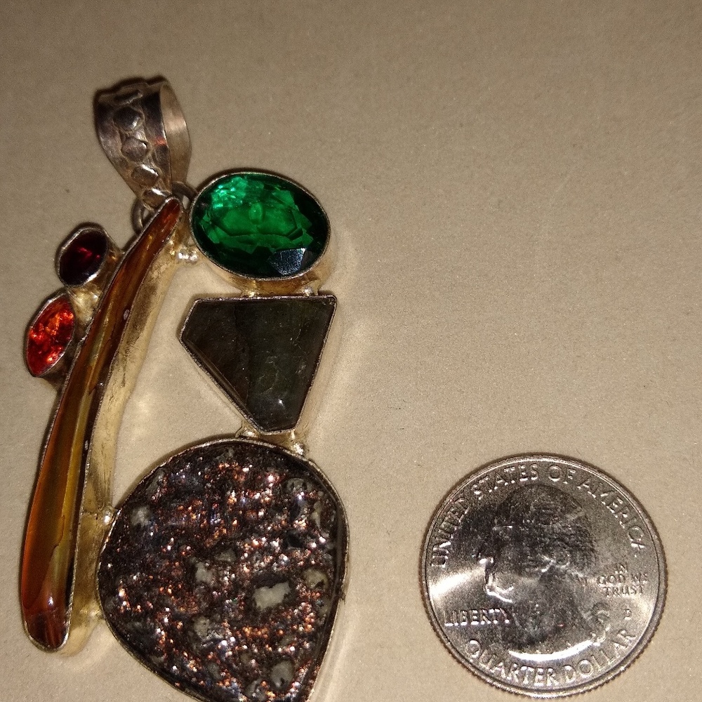 Druzy multi stone pendant